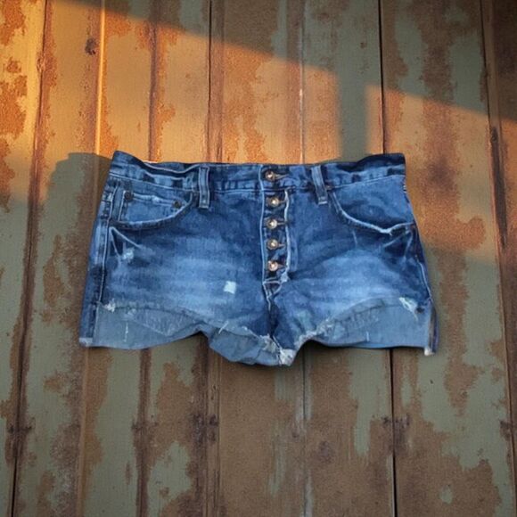 Free People Cut Off High Riss Button Fly Shorts Size 29 #80 - Picture 1 of 5